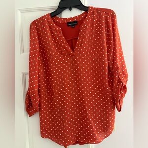 Fortune + Ivy Blouse- size small, orange polka dot